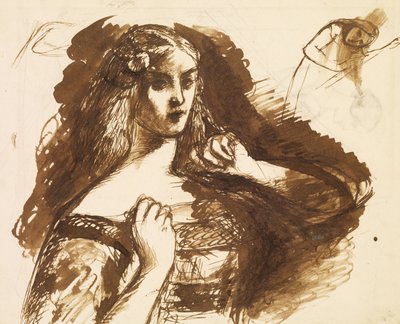 Half-Length Sketch of a Young Woman by Dante Gabriel Charles Rossetti